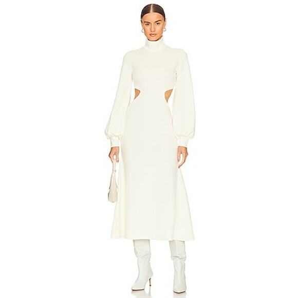 WeWoreWhat Women's Ivory White Middle Cutout Mock Neck Sweater Dress Size Small - Picture 1 of 11